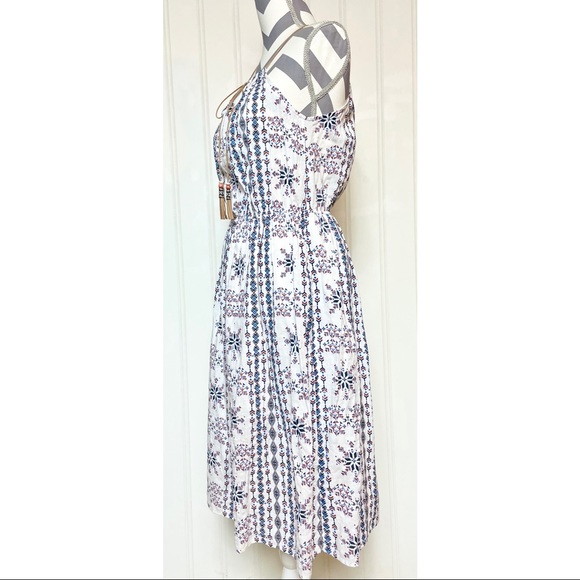 Women's Listicle Boho White Halter Cotton Midi Dress w/ Tassels Size Small - Picture 7 of 10